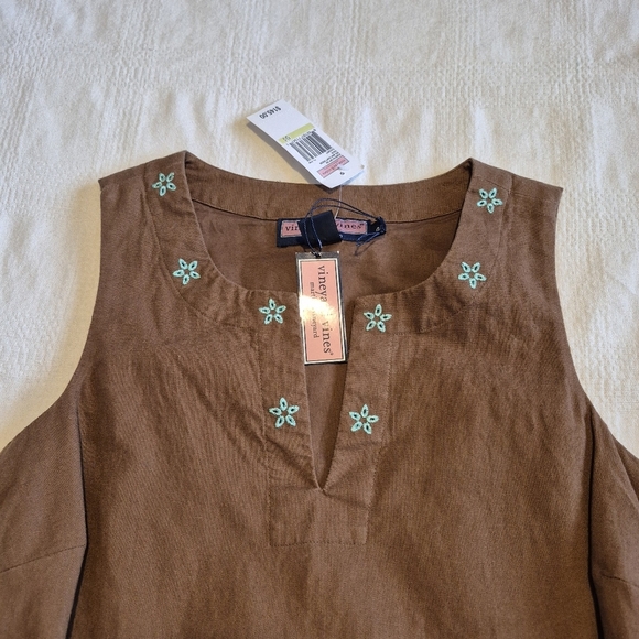 Vineyard Vines women's size 4 Del Mar Shift dress Coconut with  teal NWT - Picture 7 of 8